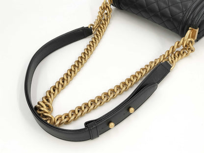 CHANEL Boy Caviar Black Shoulder Bag