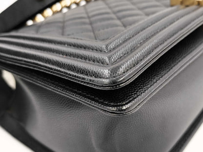 CHANEL Boy Chanel Grained Calfskin Shoulder Bag with G Hardware, No. 25