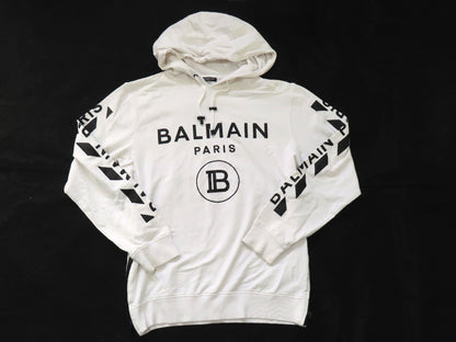 Balmain Hoodie 95% Cotton 5% Elastane White/Black Top