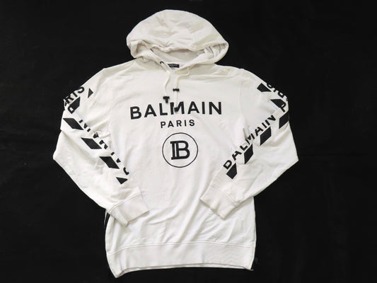Balmain Hoodie 95% Cotton 5% Elastane White/Black Top