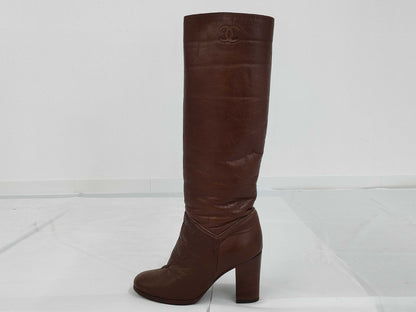 CHANEL Boots Leather Brown #36 1/2C Other Shoes