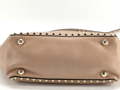 VALENTINO 2-Way Bag, Leather, Pink Beige, Rockstud, Handbag