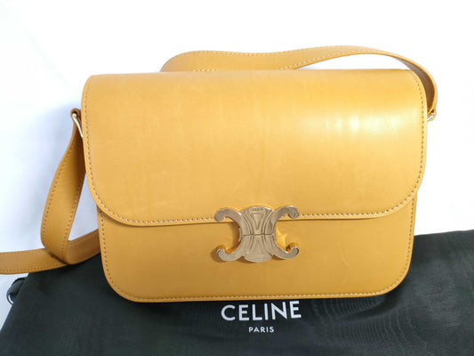 Celine Unused Triomphe Hardware Shoulder Bag in Natural