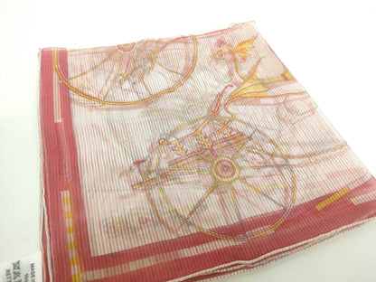 HERMES Carré VOITURES EN EQUILIBRE Silk Pink Scarf
