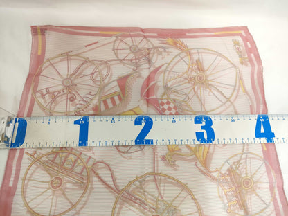 HERMES Carré VOITURES EN EQUILIBRE Silk Pink Scarf