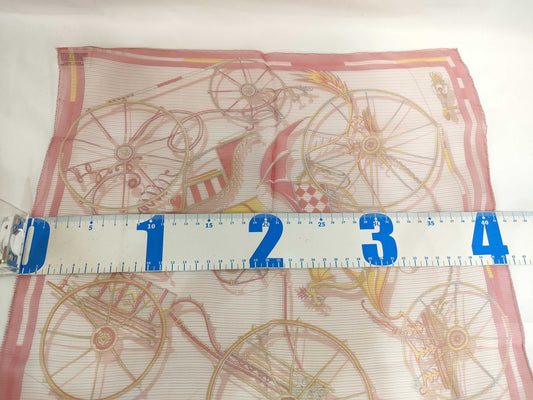 HERMES Carré VOITURES EN EQUILIBRE Silk Pink Scarf