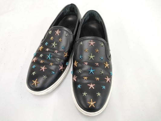 JIMMY CHOO Star Stud Slip-On Leather Sneakers, Black x Multi, #42