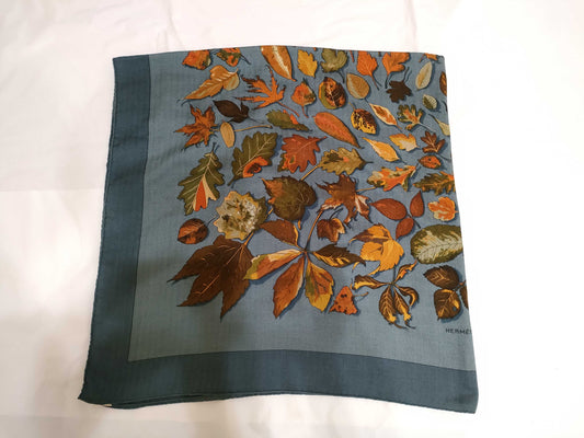 HERMES Carre 140 TOURBILLON Cashmere/Silk Scarf, Blue/Orange