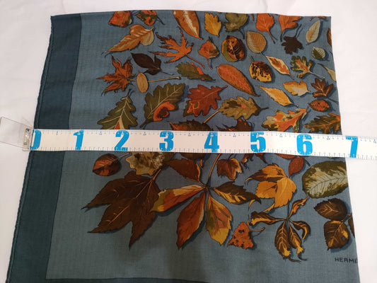 HERMES Carre 140 TOURBILLON Cashmere/Silk Scarf, Blue/Orange