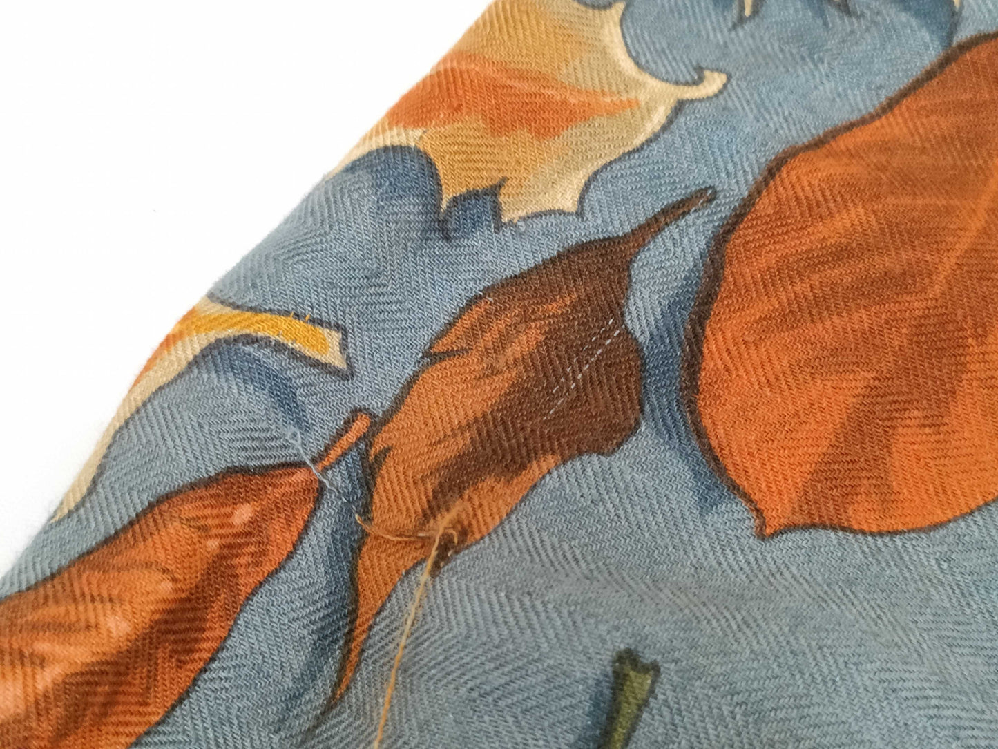 HERMES Carre 140 TOURBILLON Cashmere/Silk Scarf, Blue/Orange