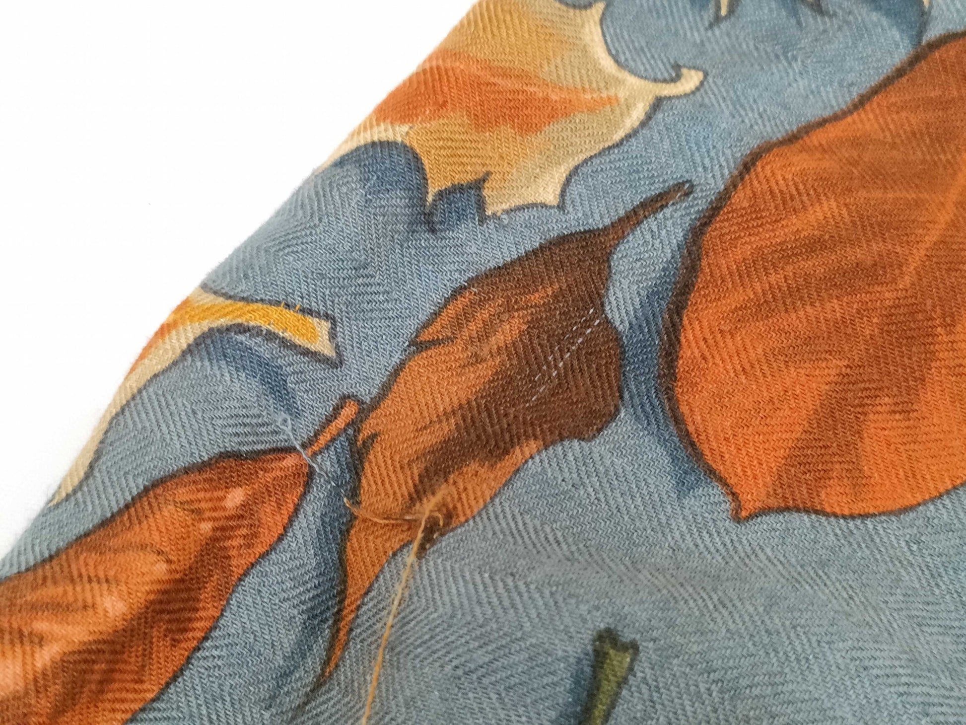 HERMES Carre 140 TOURBILLON Cashmere/Silk Scarf, Blue/Orange
