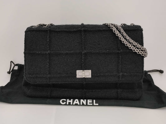 CHANEL Chocobar 2.55 Chain Shoulder Bag in Black Felt A37590 5838545 Shoulder Bag