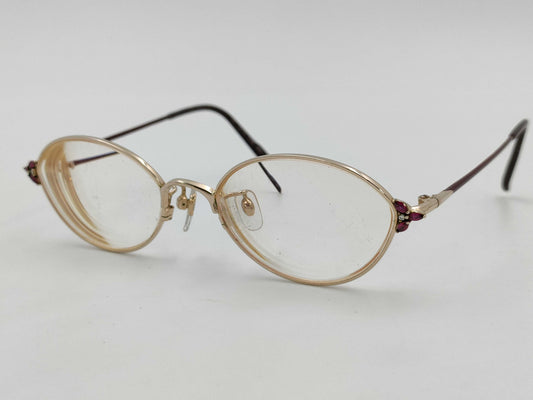 HOYA Glasses Metal x Plastic Ruby x Diamond Gold x Brown Sunglasses