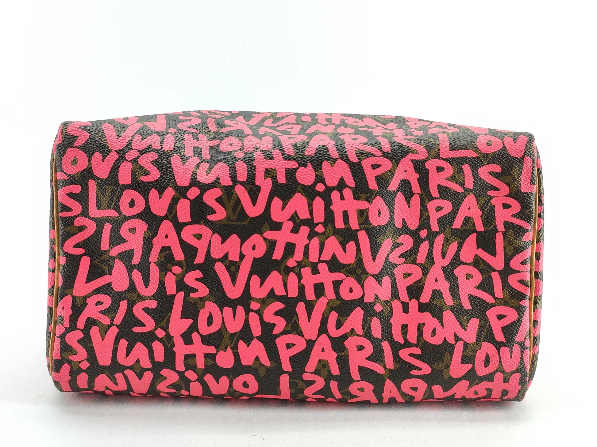 LOUIS VUITTON Graffiti Speedy 30 Boston Bag, Fuchsia and Brown, M93704 AA0039