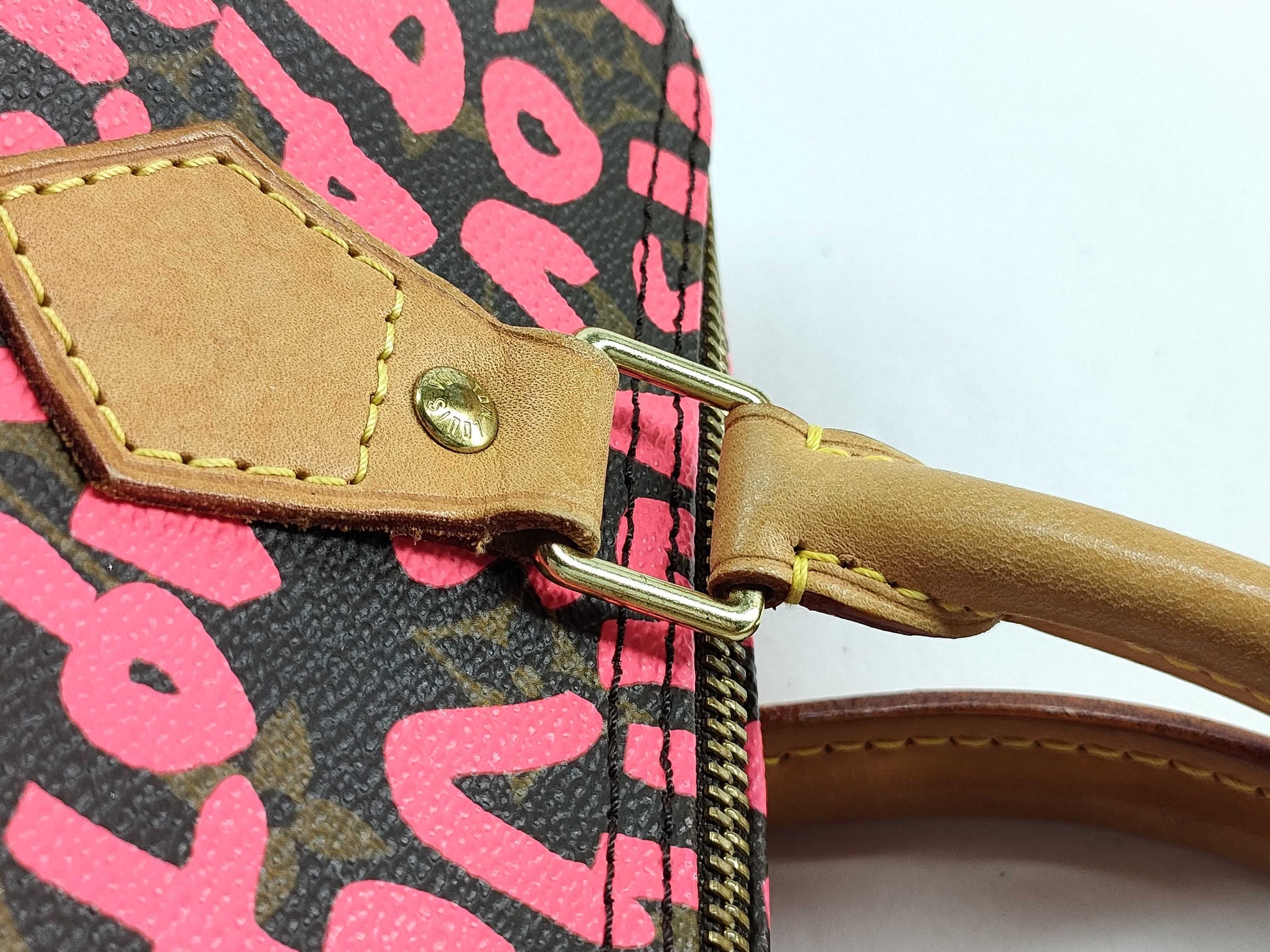 LOUIS VUITTON Graffiti Speedy 30 Boston Bag, Fuchsia and Brown, M93704 AA0039