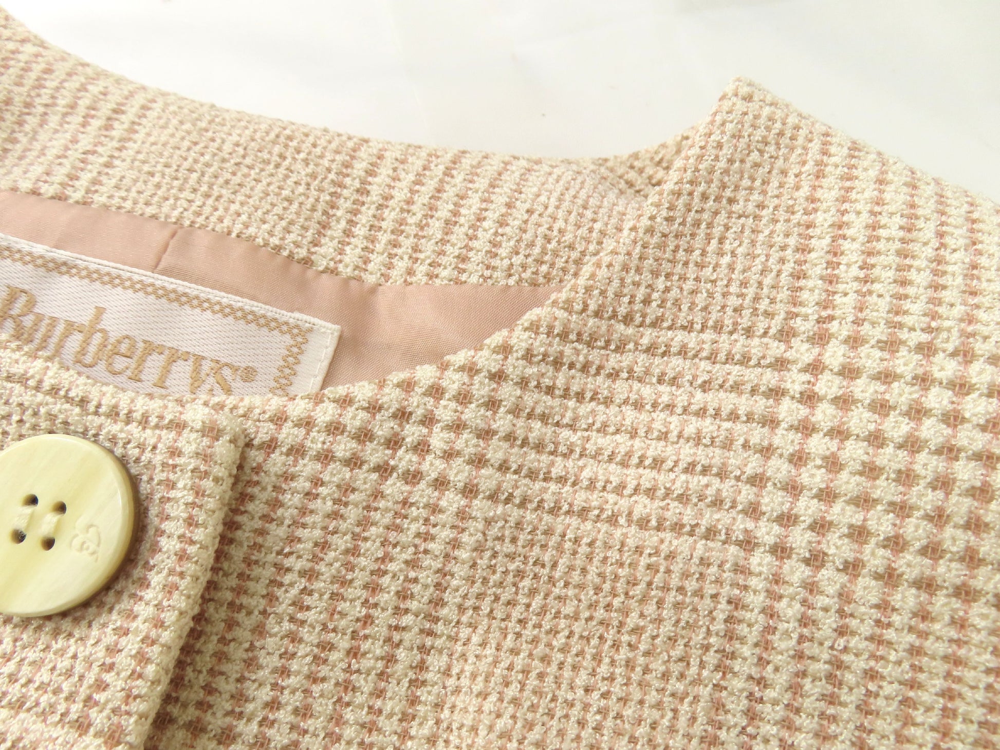 Burberrys Tweed Suit Set, Silk, Wool, and Nylon, Beige, #7, Other Apparel