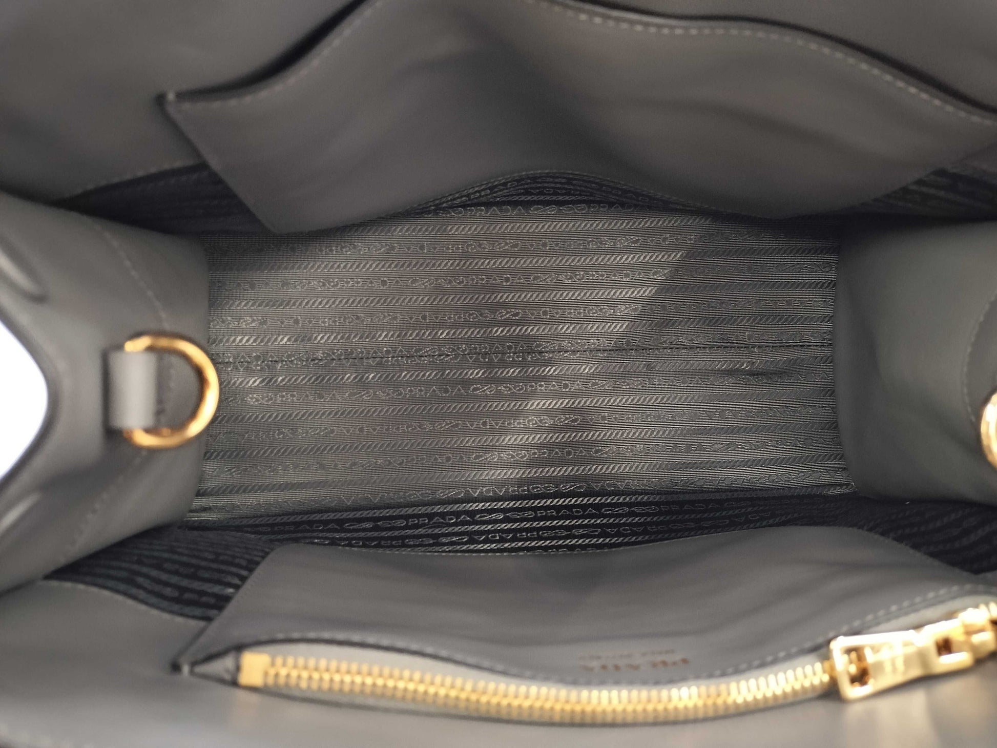 PRADA Saffiano Cuir Gray 1BA155 Handbag Tote Bag