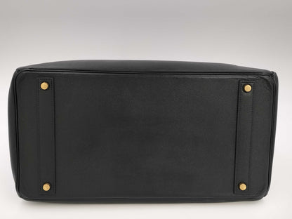 HERMES Birkin 40 Couchvel Black Handbag with 〇X Stamp