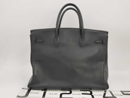 HERMES Birkin 40 Couchvel Black Handbag with 〇X Stamp