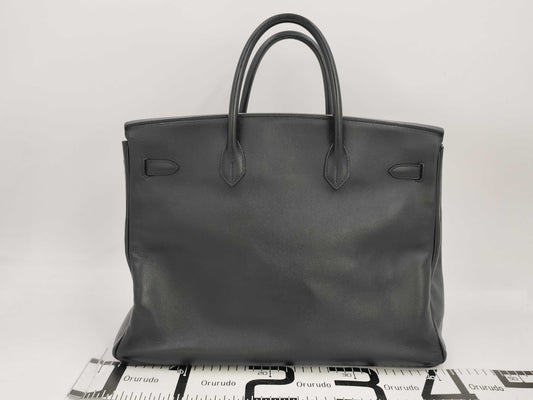 HERMES Birkin 40 Couchvel Black Handbag with 〇X Stamp