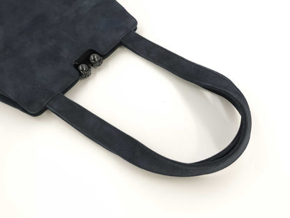 CHANEL Suede Clasp Handbag, Navy, No. 5