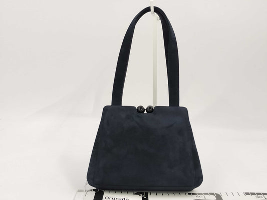 CHANEL Suede Clasp Handbag, Navy, No. 5