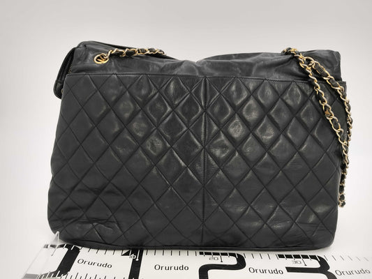 CHANEL Lambskin Tote Bag, Black, No. 1