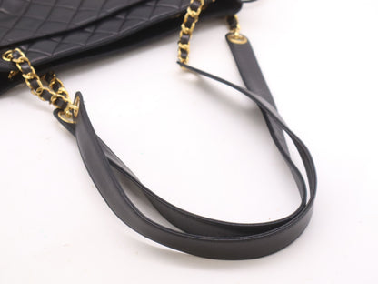 CHANEL Lambskin Chain Shoulder Bag with GD Hardware, Black