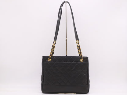 CHANEL Lambskin Chain Shoulder Bag with GD Hardware, Black