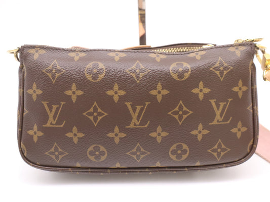LOUIS VUITTON M44840 Multi Pochette Accessoires Rose Clair RFID Verified No Serial Tag Shoulder Bag with 2 Pouches and Shoulder Strap