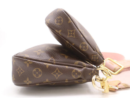 LOUIS VUITTON M44840 Multi Pochette Accessoires Rose Clair RFID Verified No Serial Tag Shoulder Bag with 2 Pouches and Shoulder Strap