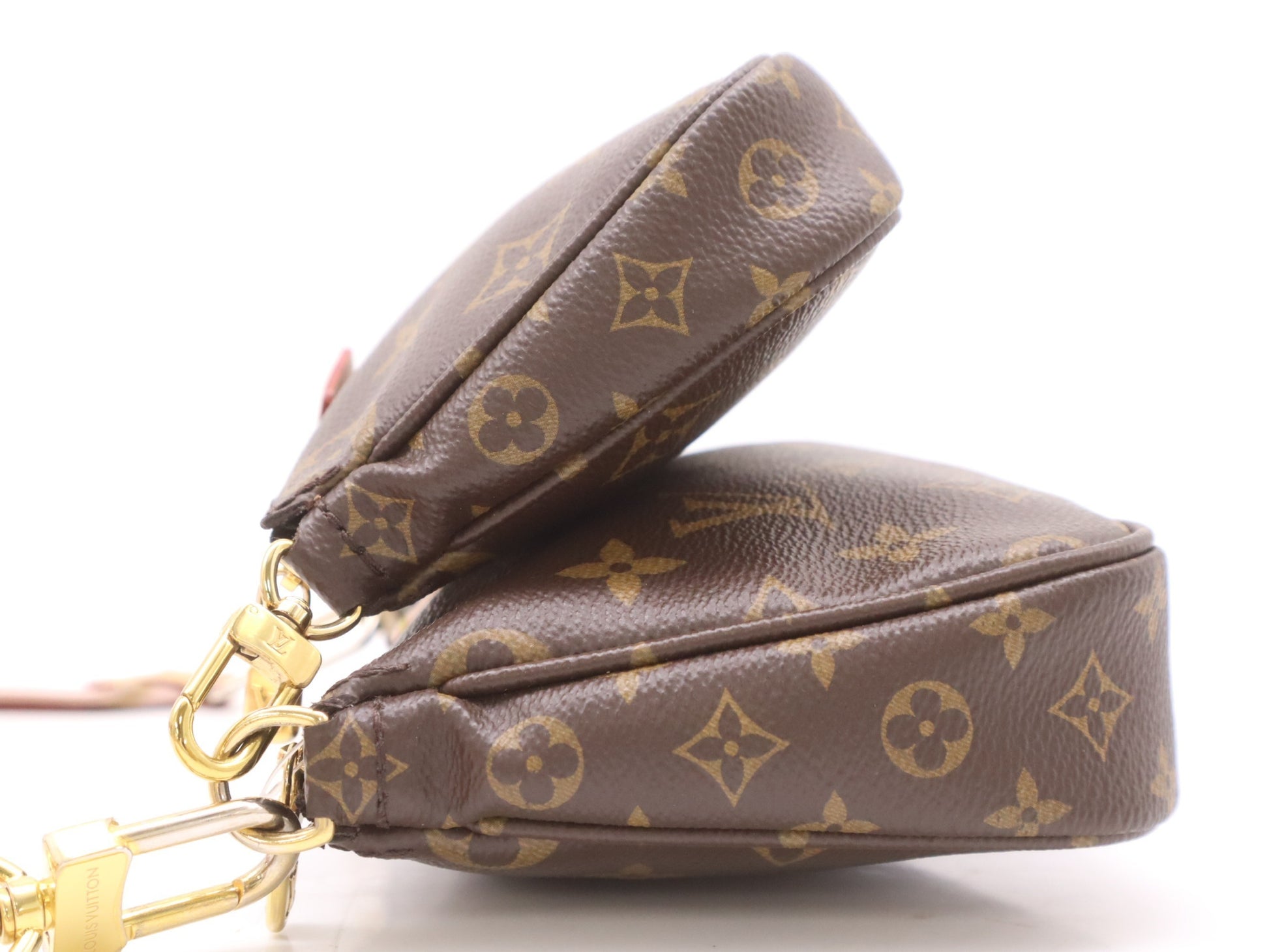 LOUIS VUITTON M44840 Multi Pochette Accessoires Rose Clair RFID Verified No Serial Tag Shoulder Bag with 2 Pouches and Shoulder Strap