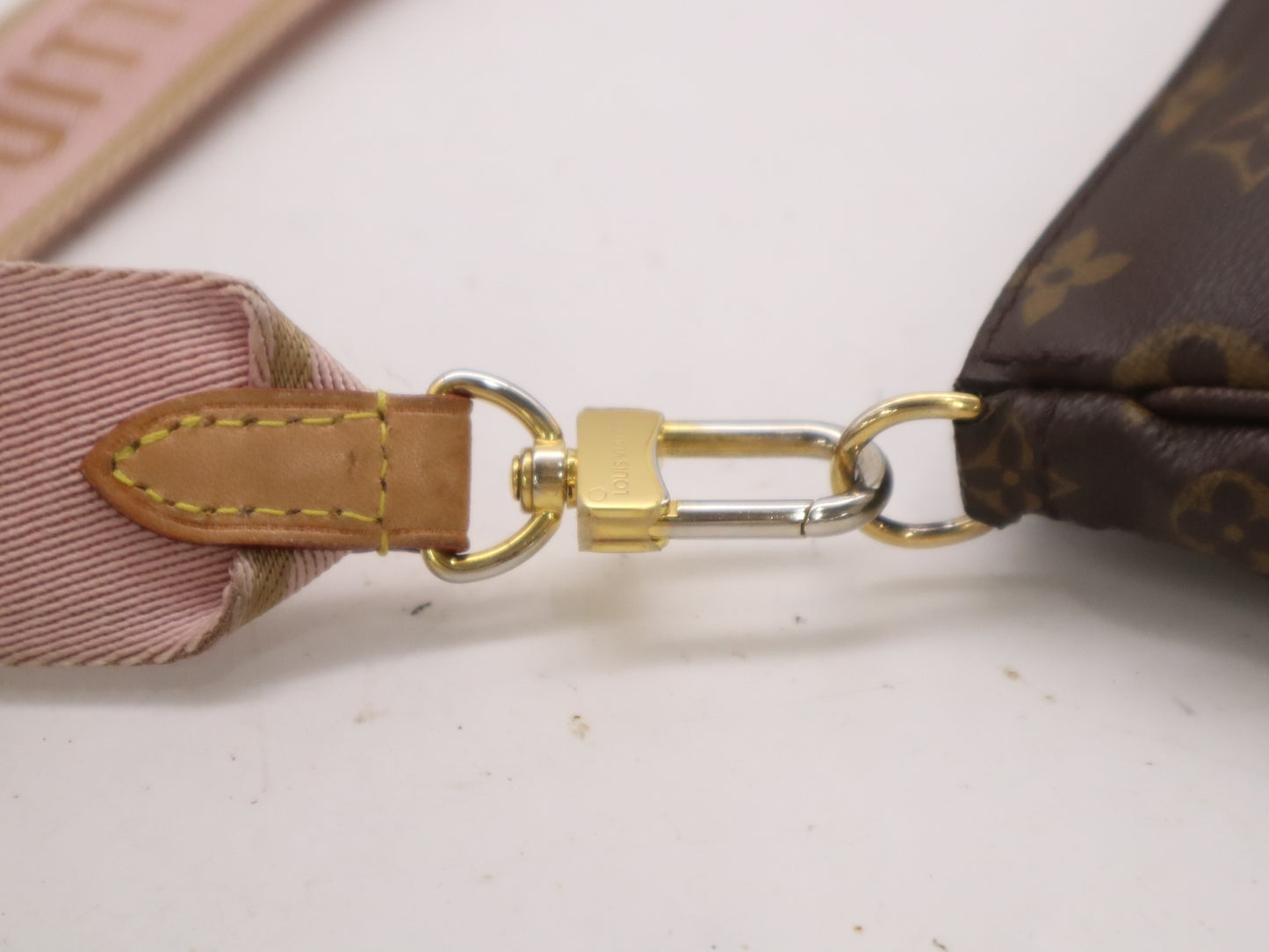 LOUIS VUITTON M44840 Multi Pochette Accessoires Rose Clair RFID Verified No Serial Tag Shoulder Bag with 2 Pouches and Shoulder Strap