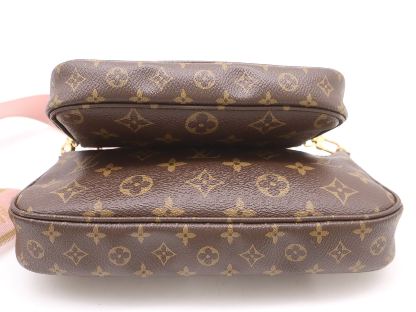 LOUIS VUITTON M44840 Multi Pochette Accessoires Rose Clair RFID Verified No Serial Tag Shoulder Bag with 2 Pouches and Shoulder Strap
