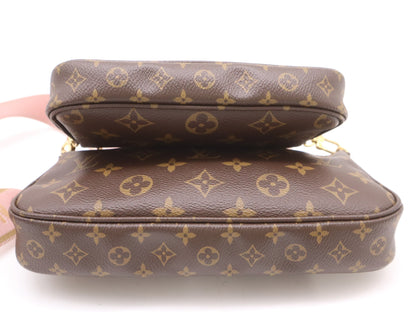 LOUIS VUITTON M44840 Multi Pochette Accessoires Rose Clair RFID Verified No Serial Tag Shoulder Bag with 2 Pouches and Shoulder Strap
