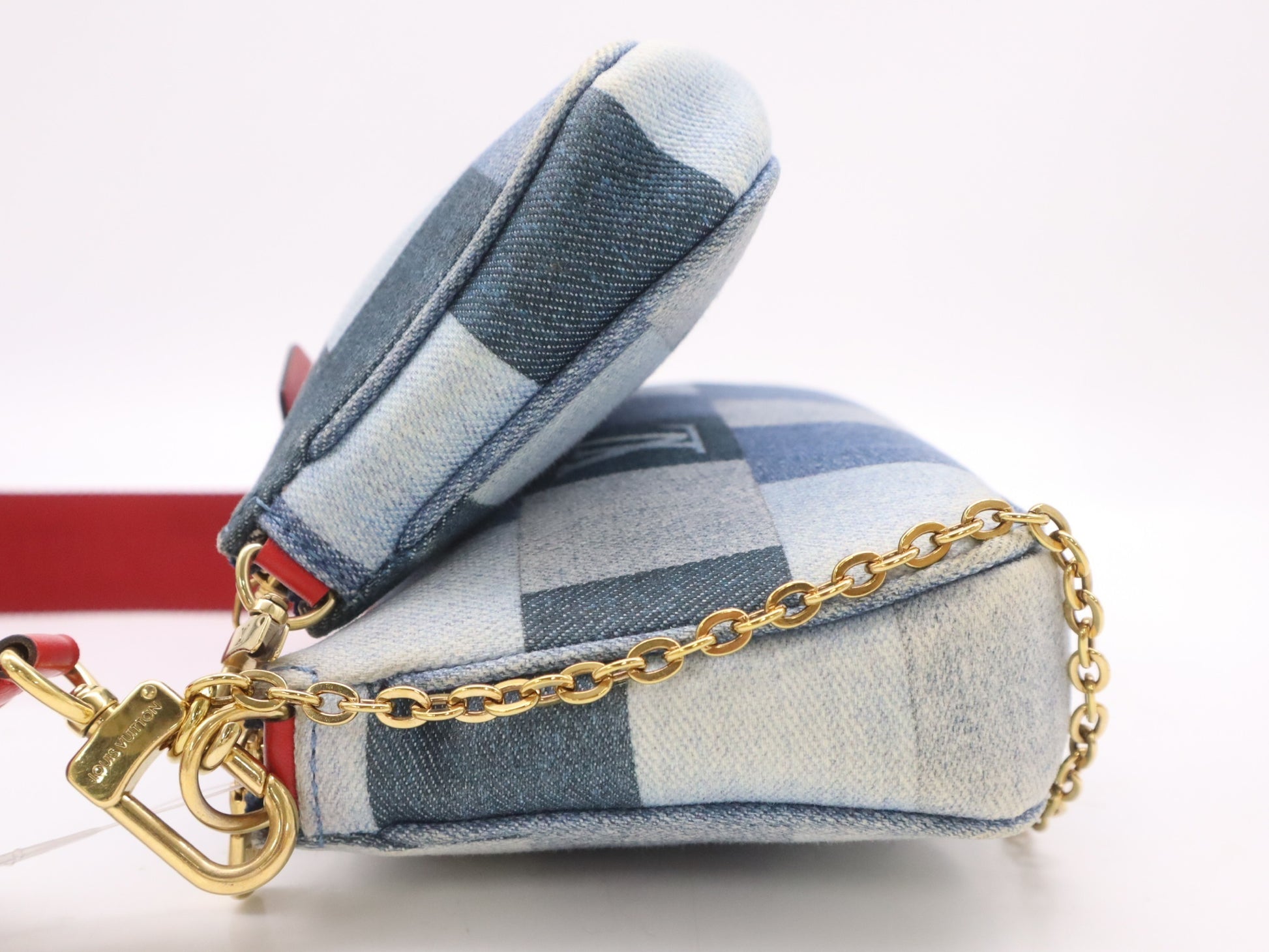 LOUIS VUITTON M44990 Monogram Denim Multi Pochette Accessoires RFID Verified Shoulder Bag with Two Pouches and Shoulder Strap