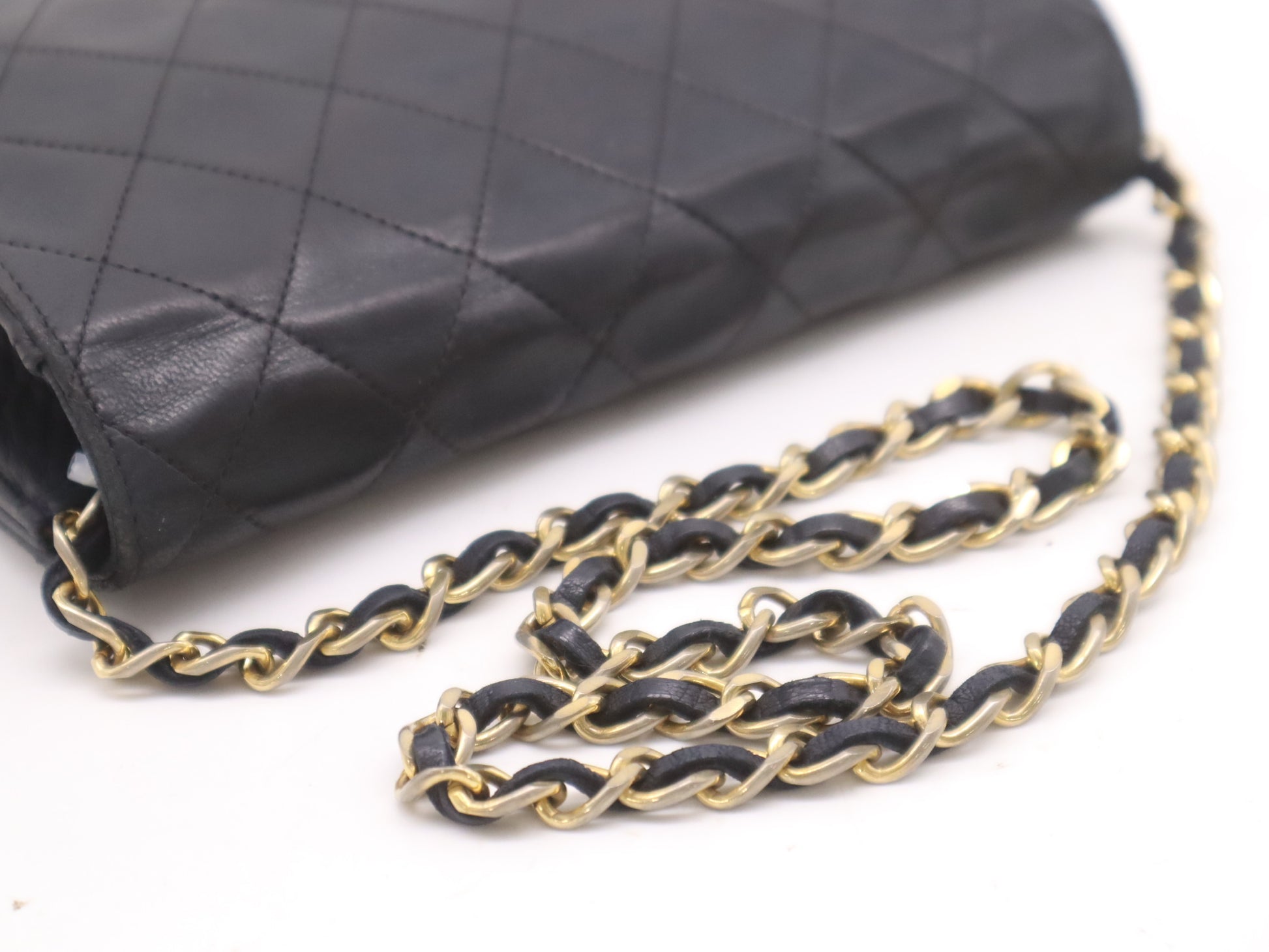 CHANEL Lambskin Mini Matelasse 19 Full Flap S Chain Gold Hardware Black Shoulder Bag