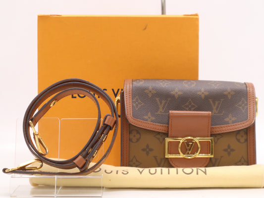 LOUIS VUITTON M44580 Reverse Dauphine Mini RFID-enabled shoulder bag with shoulder strap, box, and dust bag