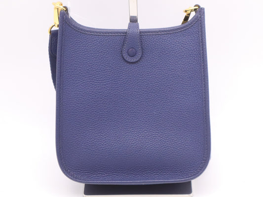 HERMES Taurillon Clemence B Stamp Evelyn Amazon TPM Blue Saphir Shoulder Bag with Shoulder Strap and Dust Bag