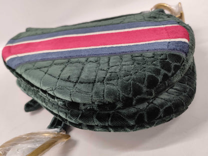 Dior Saddle Bag Medium Shoulder Bag Green with Gold Hardware Velvet Shoulder Bag