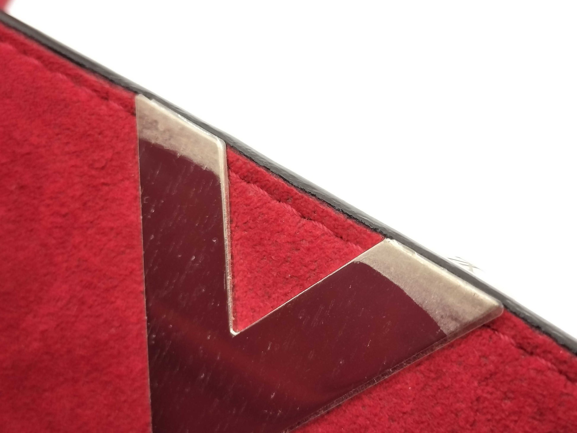 LOUIS VUITTON Very Tote M43542 Red with Silver Hardware and Leather RFID Tote Bag