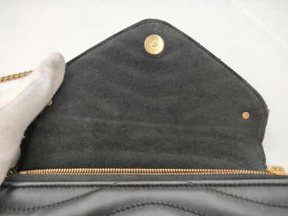 LOUIS VUITTON Pochette Chain Wallet M63929 Black with Gold Hardware and Calf Leather TJ0169 Shoulder Bag