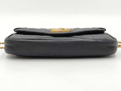 LOUIS VUITTON Pochette Chain Wallet M63929 Black with Gold Hardware and Calf Leather TJ0169 Shoulder Bag