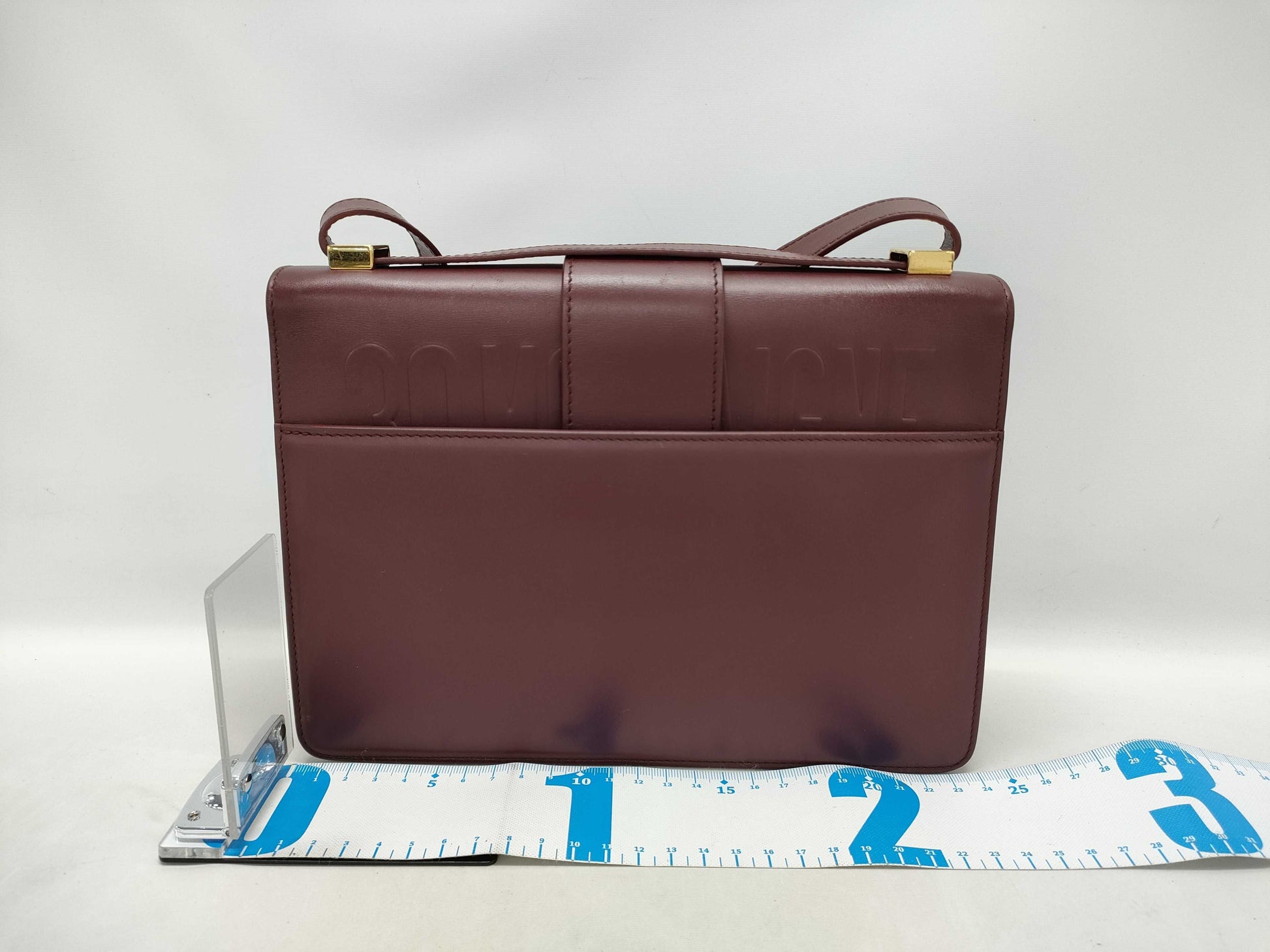 Dior Montaigne 30 Shoulder Bag in Wine Red Calfskin with Gold Hardware and Shoulder Strap