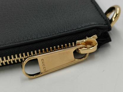 GUCCI Horsebit Clutch Bag, Black with Gold Hardware and Leather Strap, 700524 525040