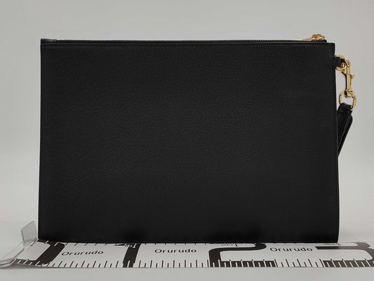 GUCCI Horsebit Clutch Bag, Black with Gold Hardware and Leather Strap, 700524 525040