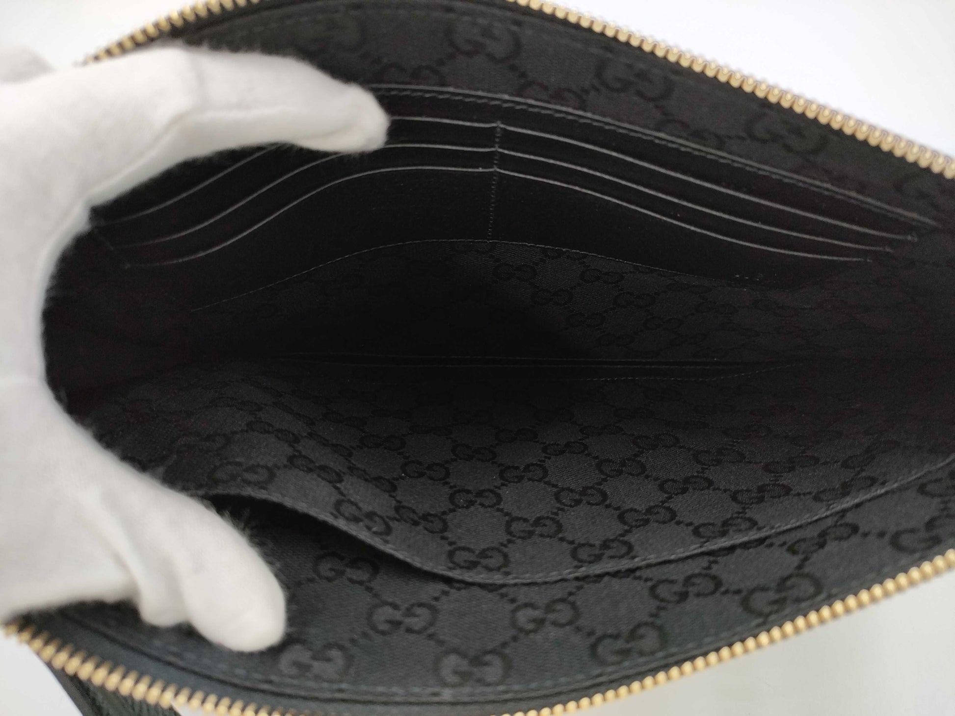 GUCCI Horsebit Clutch Bag, Black with Gold Hardware and Leather Strap, 700524 525040
