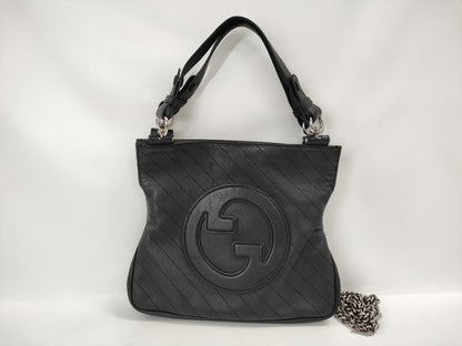 GUCCI Blondie Small 2-way bag, black leather with silver hardware, 751518 493075 shoulder bag