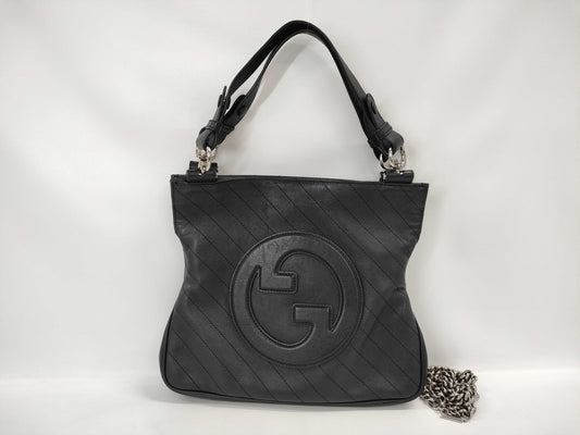 GUCCI Blondie Small 2-way bag, black leather with silver hardware, 751518 493075 shoulder bag