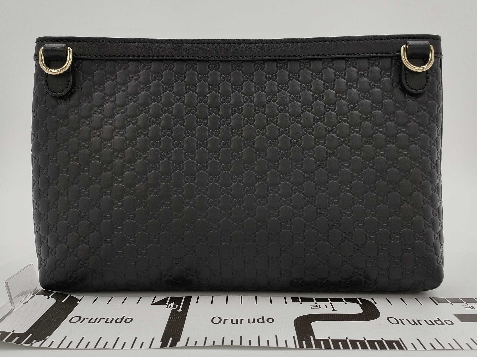 GUCCI Microsima Leather Black Shoulder Bag 607723